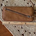Free People Distressed Vegan Leather Wristlet Wallet Brown Tan Photo 8