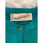 Diane Von Furstenberg  Women’s Cardigan Button Front Teal Knit Vintage Photo 4