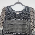 Pink Owl Black Patchwork Print Boho Blouse with Lantern Sleeves Size Medium Photo 1