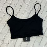 Pretty Little Thing Cropped Ribbed Cami Top with Ruffle Hem Black-2 Photo 0