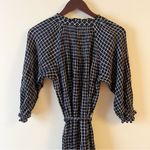 Anthropologie Maeve Sara Smocked Belted Tie-Waist Navy Plaid Shirt Dress XS Photo 8
