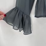 Walter Baker  Grey Sheer Embroidered Ruffle Sleeve Peplum Blouse XS Beth Photo 7