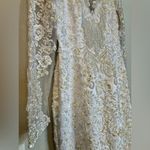 Vintage Mermaid Beaded Ling Sleeve Sheer Wedding Dress Size 10 Fringe White Photo 2