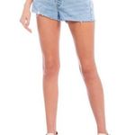 Levi's 501 button fly cotton denim raw hem shorts high rise 32 Photo 4