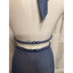 Main Strip Blue Halter Jumpsuit Women’s Size M – Plunge V Neck, Tie Back, Sexy O Photo 3