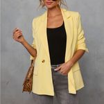 VICI  Glow Getter Double Breasted Blazer Lemon Yellow Oversized Size Medium Photo 3
