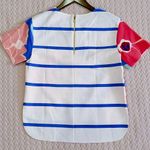 Kate Spade NWOT  Blue Cream Red Floral Print Short Sleeve Top Women's Size 0 Photo 11