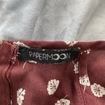 PaperMoon  Maroon‎ Floral Blouse Round Neck 3/4 Tie Sleeve Small Photo 2