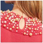 Anthropologie Moth Brienne Pearl Holiday Sweater in Red, Size Medium Photo 10