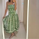 Farm Rio  Green Delicate Tapestry Premium Linen Midi Dress Photo 1