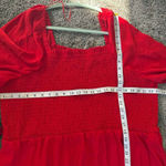 NWOT La Ligne Size‎ 3X Smoked Bodice Midi Dress Red Pockets Square Neck Photo 3