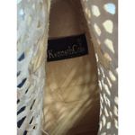 Kenneth Cole RARE VTG Leather Open Work Ivory Snakeskin Vamp Wood Heel Boot 8.5 Photo 6