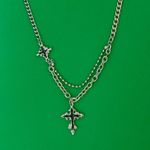 Cross Pendant Necklace for Men Women Streetwear Hip Hop Unisex Necklace Silver Photo 0