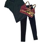 Three Piece Activewear Set for Women. Size Small. Black Photo 2