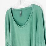 Anthropologie  Dina V Neck Oversized Textured Top Green Moss Size Medium Photo 4