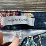 Vintage America Floral Print Skinny Jeans 4/27 Blue Photo 2
