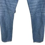American Eagle  SZ 4 LONG Mom Jeans Hi-Rise Distressed Rip Zip-Fly Whiskered Blue Photo 5