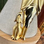 Vintage Gold tone Lady with Dog Figural Brooch Photo 1