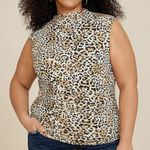 Maurice's  Plus Size 1X Double Layer Animal Mock Neck Tank Top Photo 0