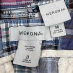 Merona Vintage Madras Patchwork Plaid Crop Blazer Shorts Set Blue Medium 8 Photo 8
