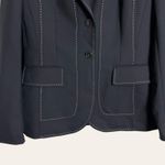 ESCADA Navy White Contrast Stitched Virgin Wool Classic Blazer Jacket Size M Blue Size M Photo 2