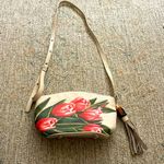 Vintage Sharif Pink/Green Hand Painted Tulip Crossbody Bag Pink Photo 3