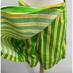 Vintage 80s Striped Wrap Front Skort Patterned Cotton Lime Green Yellow Womens M Size M Photo 3