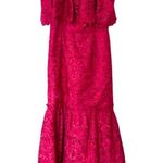 Monique Lhuillier  Lace Sleeveless Ruffled Tiered Maxi Gown Dress Fuschia Sz 8 Photo 1