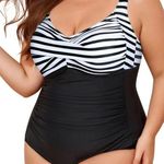 Yesno Plus Size One Piece Swimsuit for Women Twist Front... Photo 1