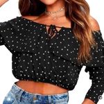 Honey Punch metallic star print off shoulder crop top Photo 0
