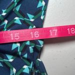 Laundry by Shelli Segal  Blue Green Geometric Blouse Drawstring Tie Mini Dress 10 Photo 7