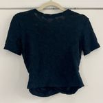 ZARA Navy Blue Sheer Floral Lace Top Photo 6