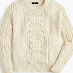 J.Crew Women's Popcorn Cable-Knit Crewneck Pullover Sweater in Ivory Size XS Photo 0