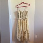 Free People Alejandra Yellow Floral Print Ruffle High Low Smocked Midi Dress Photo 5
