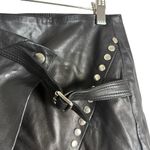 IRO Mupper Black Lamb Leather Studded Belted Moto Biker Mini Skirt L Photo 8