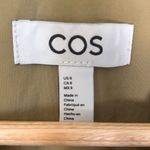 COS Women's Relaxed Fit Lace Panel Shirt Olive Green Organic Cotton Size 8 Photo 3