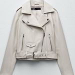 ZARA  cream faux leather moto jacket Photo 3