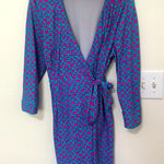 Aryeh  Blue and Pink Wrap‎ Dress Photo 0