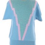 James Kenrob Vintage 70s  by Dalton Chevron Baby Blue Short Sleeve Sweater Vest L Photo 0