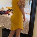 Derek Heart Plain Yellow Stretch Bodycon Dress Photo 4