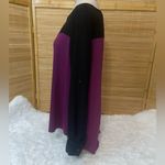 Massini  purple black color block long sleeve blouse roll up sleeves top shirt M Photo 1