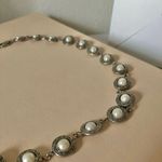 Scrollwork Silver Pearl Necklace Vintage “Vigil” Victorian Revival Classic Photo 1