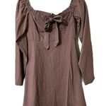 Missguided  size 6 milkmaid tie front long sleeve dress chocolate lined zips back Photo 10