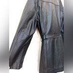Jacqueline Ferrar WOMAN'S BLACK LEATHER JACKET BUTTON UP BELTED BLAZER Photo 4