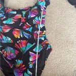 La Blanca  Ruffled Bandeau One Piece floral bathing suit  pattern Swimsuit sz 14 Photo 13