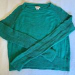 Mossimo Supply Co Teal Cropped Sweater with Open Knit Sleeves Photo 0