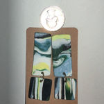 Abstract Multicolor Retro Boho Clay Dangle Earrings Green Photo 2