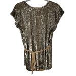 POLECI Gold Sequin Tie Belt Top Size 12 Photo 1