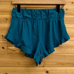 Free People Movement Small High Rise Teal Athleisure Ruffle Flowy Short Shorts Blue Photo 0