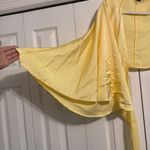 Yellow Satin Belle Sleeve Crop Top Photo 1